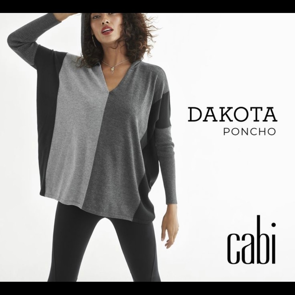 CAbi Dakota Hooded‎ Pullover Sweater Limited Grey/black 4037 Size S